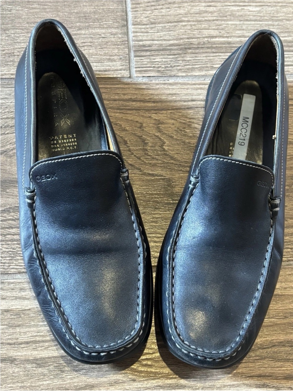 Geox Respira Men’s Black Leather Moc Toe Loafers US 10.5 EU 44